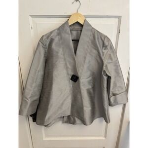 IC BY Connie K Silver‎ Op-art Asymmetrical Swing 3/4 Sleeve Lux Jacket Large